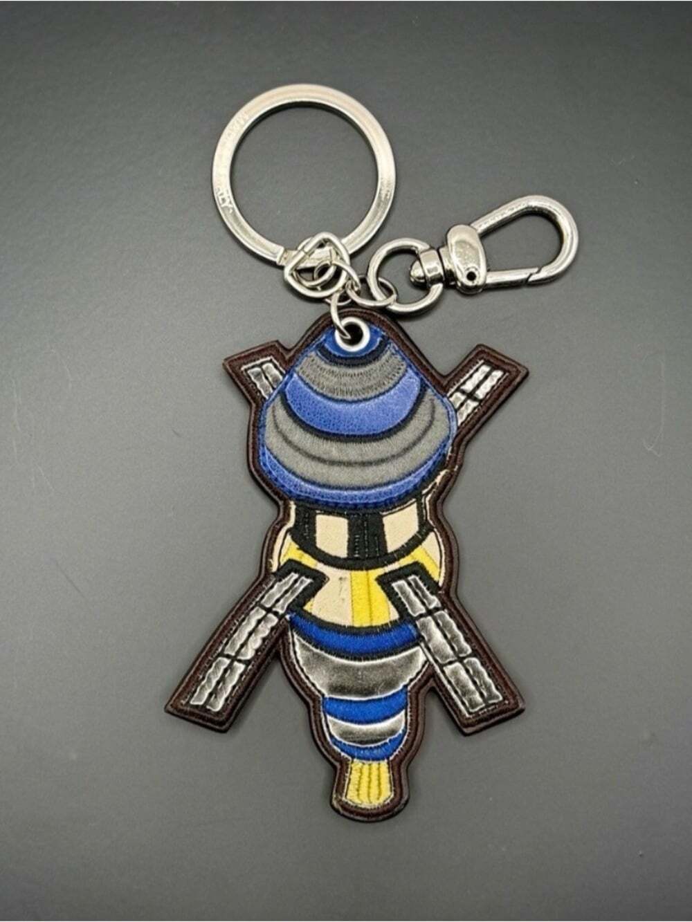 ETRO Rare Genuine Leather Satellite Spaceship Keychain Bag Charm Italy
